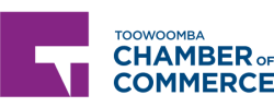 Modern Toowoomba Chamber of Commerce logo representing local business support.
